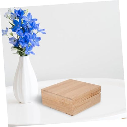 Square Wooden Storage Box Natural Material Modern Desktop Organizer Home Desk Organizer Lids