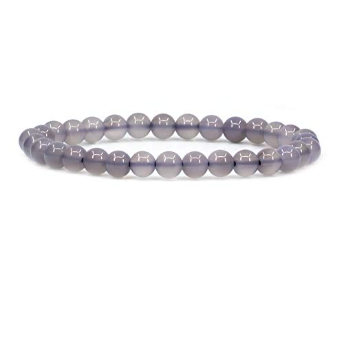 Keleny Gem Semi Precious Gemstones 6mm Round Beads Fashion Crystal Stretch Bracelet 7 Inch Unisex