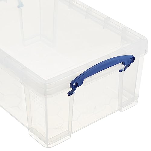 Really Useful Box Stackable 9 Liter Plastic Storage Container Bin with Snap Lid and Built-in Clip Lock Handles for Home & Office Organization (3 Pack)
