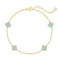 Birthstone Gold Clover Bracelet Dainty 14K Gold Plated Cute Friendship Stackable Bracelets for Women No Tarnish Trendy Charm Best Friend Bracelet Stack for Birthday Jewelry - color: 03. March(Aquamarine)
