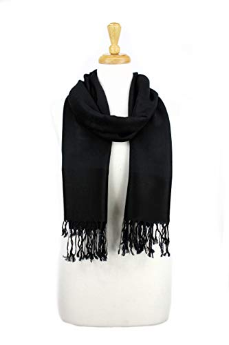 PASKMLNA Paisley Jacquard Pashmina Shawl Wrap Scarf Stole - color: Black