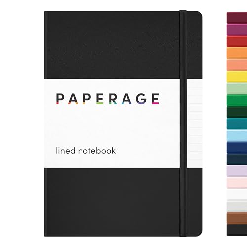 PAPERAGE Lined Journal Notebook, Hardcover Journal for Women & Men, 160 Pages, (5.6 in x 8 in), College Ruled Journaling Notebook for Work, School Supplies & Note Taking, (Black) - color: Black, style: A. Lined