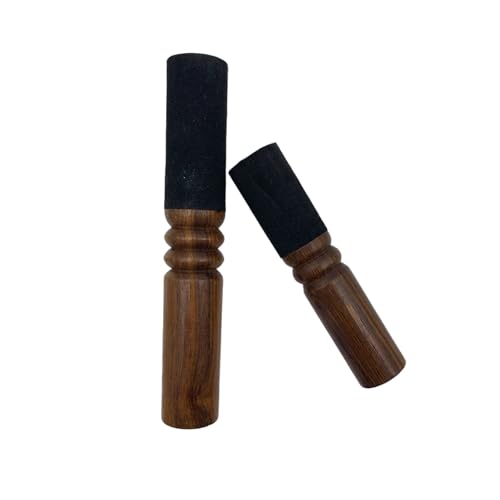 Tibetan Singing Bowl Mallet Suede Wooden Striker Leather Wrapped Meditation Mallet Sound Bowl Stick Buddha Musical Instruments for Buddhist Meditation Yoga Chime (Black and Brown) (1)