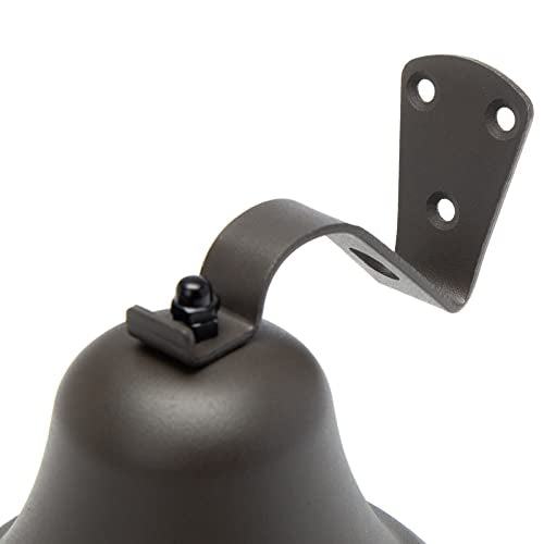 Black Hanging Dinner Bell with Outdoor Mount, Indoor Use, Nautical/Door/Church Design, Rope Included - color: Black