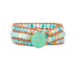 YGLINE Boho Handmade Natural Stone Bead 3 Row Wide Wrap Wrist Statment Bracelet Jewelry Collection - color: agate＆amazonite