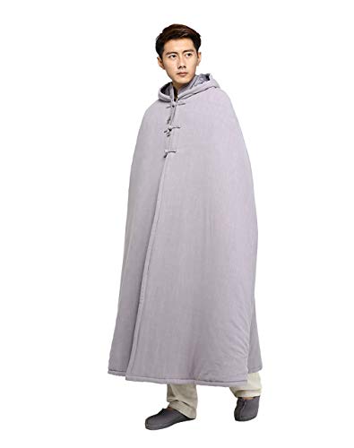 Unisex Men Women Meditation Buddhist Cloak Winter - color: Grey, size: X-Large