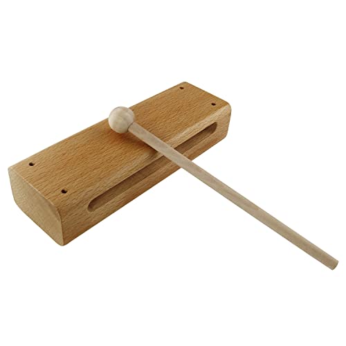 Wood Block with Mallet ZZLZX 1Set Wood Block Musical Instrument with Mallet, Solid Hardwood Percussion Rhythm Blocks,Percussion Block