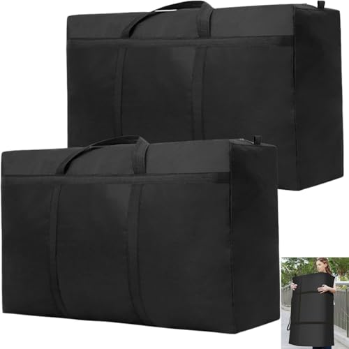 2 Pack 180L Large Storage Bag, Garden Furniture Cushion Storge With Zip Waterproof Sturdy Oxford Moving Clothes Storage Bags Organizer Bags for Bedding Duvets Pillows Clothes