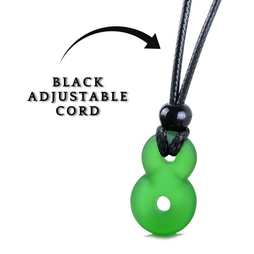 Infinity Necklace - Sea Glass Jewelry - Positive Vibes Collection - Cute Meditation Crystals - Spiritual Gifts for Yoga Lovers - High Vibration Tibetan Symbols - Cool and Trendy Good Luck Amulets - color: Bottle Green Sea Glass Necklace