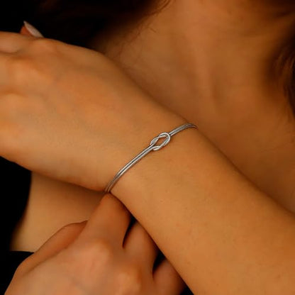 Bracelets for Women Matching Bracelets for Couples 14K Gold Plated Love Knot Bracelet Dainty Forever Infinity Bracelets Friendship Jewelry Gifts - color: Silver