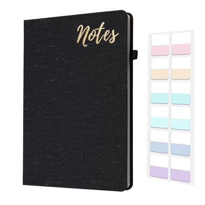 Lined Journal Notebook Linen Hardcover Ruled College Ruled Journals for Writing Note for Women Men Office School - color: Black