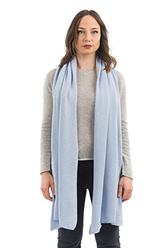 Dalle Piane Cashmere Womens Wool Cashmere Blend Stole Soft Italian Shawl Wrap for Wedding Evening Gift Made in Italy - color: Sky