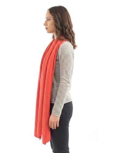 Dalle Piane Cashmere Womens Wool Cashmere Blend Stole Soft Italian Shawl Wrap for Wedding Evening Gift Made in Italy - color: Orange