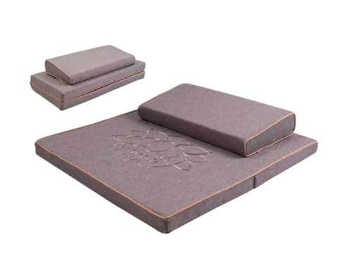 Portable Foldable Meditation Cushion Mat Set, Larger Thick Yoga Mat Bolster Floor Pillows Seating for Adults Meditation Accessories(Size:60x60cm(24x24inch),Color:Gray) - color: Gray, size: 60x60cm(24x24inch)