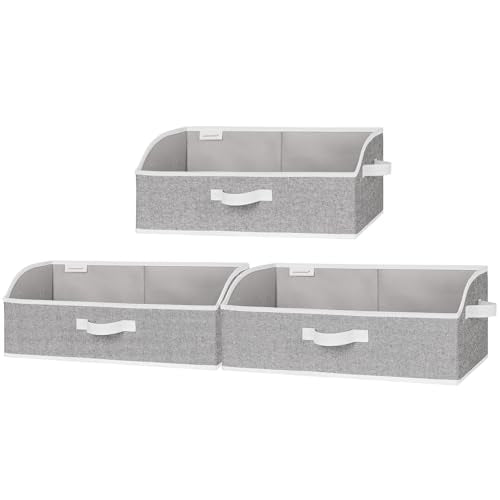 StorageWorks Closet Storage Bins, Trapezoid Organizer Box for Shelves, Fabric Clothes Bin, Foldable Organizing Baskets with Handles, Large, Gray, 3-Pack - color: Gray, size: Large