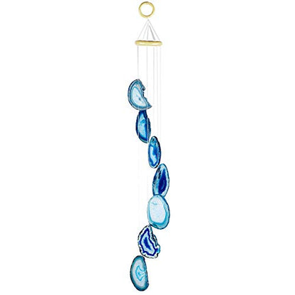 rockcloud Agate Sliced Geode Wind Chime Home Garden Decoration Figurine - color: Blue