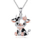 Animal Necklace 925 Sterling Silver Pendant Jewelry Gift for Women Animal Lover - style: Cow