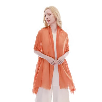 RIIQIICHY Scarf for Women Lightweight Solid Color Long Fashion Gauze Scarves Shawl Wrap - color: Orange