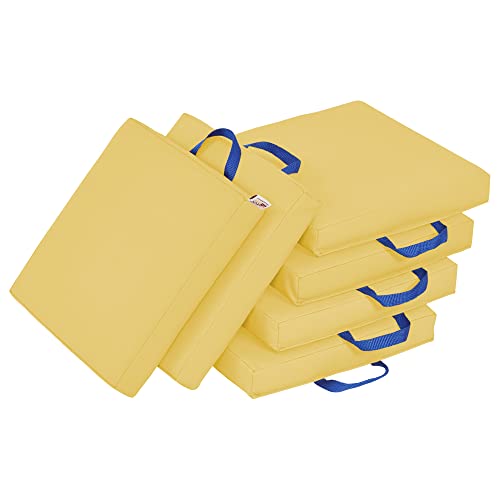 ECR4Kids SoftZone Square Floor Cushions with Handle, Flexible Seating, Yellow, 6-Piece - color: Yellow