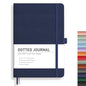 RETTACY Dotted Journal Notebook, 192 Pages, A5 Medium Size (5.7'' x 8.3''), Leather Hardcover, 100 GSM Thick Paper, for Journaling, Planning, Tracking (Navy Blue) - color: Navy Blue, style: Dotted