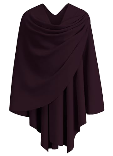 PULI Womens Large Cross Front Poncho Sweater Wrap Topper Knitted Elegant Shawls Cape for Fall Winter - color: 1-burgundy