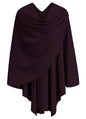 PULI Womens Large Cross Front Poncho Sweater Wrap Topper Knitted Elegant Shawls Cape for Fall Winter - color: 1-burgundy