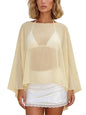 Women Chiffon Cape Shawls and Warps for Evening Dress Wedding Sheer Mesh Flowy Capelets Top - color: A-champagne, size: Large