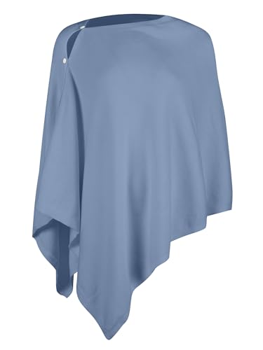 Lacretazhi Women'S Shawl Wraps Poncho Sweater Lightweight Knit Scarf With Buttons Versatile Cape Cardigan Spring Summer Fall - color: Blue Grey