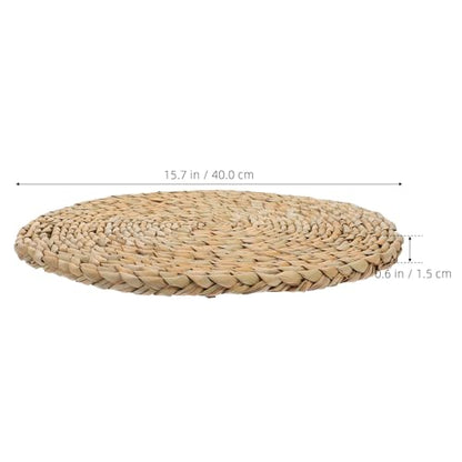 Ciieeo Woven Straw Meditation Cushion 40x40cm Handmade Braided Floor Seat Pad Natural Tatami Style Indoor Floor Seating Mat for Yoga and Home