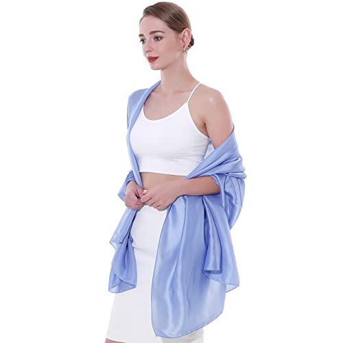 Womens Scarf Pashmina Shawls and Wraps for Evening Dresses Like Chiffon Silk Scarf for Bridal Weddings - color: Blue