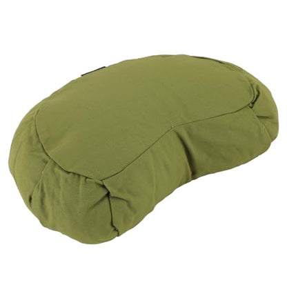 Meditation Cushion, Meniscus Shaped Floor Pillow with Buckwheat Hulls for Yoga and Meditation, Cotton Cloth Zafu Cushion 41x24x12cm