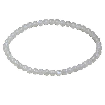 Keleny Gem Semi Precious Gemstones 4mm Round Beads Crystal Stretch Bracelet 7 Inch Unisex - color: White Moonstone