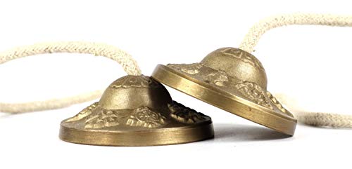Tibetan Manjeera Tingsha Meditation Bell, Chime Bells, Cymbals, Buddhist Meditation, Yoga Bell Chimes small, auspicious symbol (Manjeera-01) - size: Manjeera-01