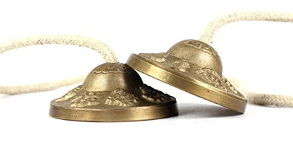 Tibetan Manjeera Tingsha Meditation Bell, Chime Bells, Cymbals, Buddhist Meditation, Yoga Bell Chimes small, auspicious symbol (Manjeera-01) - size: Manjeera-01