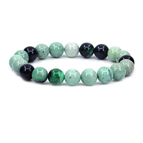 Keleny Fashion Crystal Man Women Stretch Bracelet 10mm Round Beads Rock Jasper 7 Inch Unisex - color: Hydrogrossular Garnet