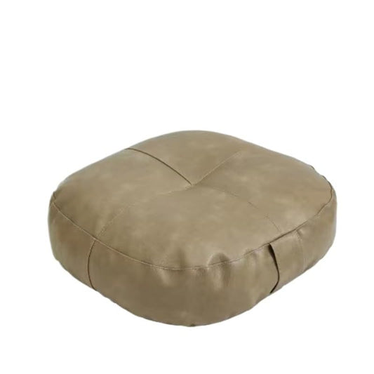 Premium PU Leather Meditation, Adjustable Height and Firmness,Floor-Safe Hidden Zipper, Odor-Free Soft Skin Feel (Light Khaki,Side Length 40 * Height 6cm) - color: Light Khaki, size: Side length 40 * height 6cm
