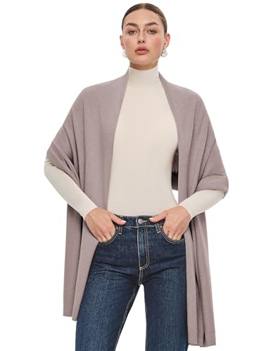 PULI Women's Pashmina Shawl Wraps for Evening Dress Large Scarf Blanket Long Wedding Bridal Winter Warm Shoulder Wrap - color: Oatmeal