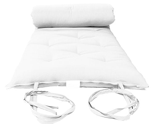 D&D Futon Furniture Traditional Japanese Floor Futon Mattresses, Foldable Cushion Mats, Yoga, Meditaion Single Size 3" Thick X 27" Wide X 80" Long (White) - color: White
