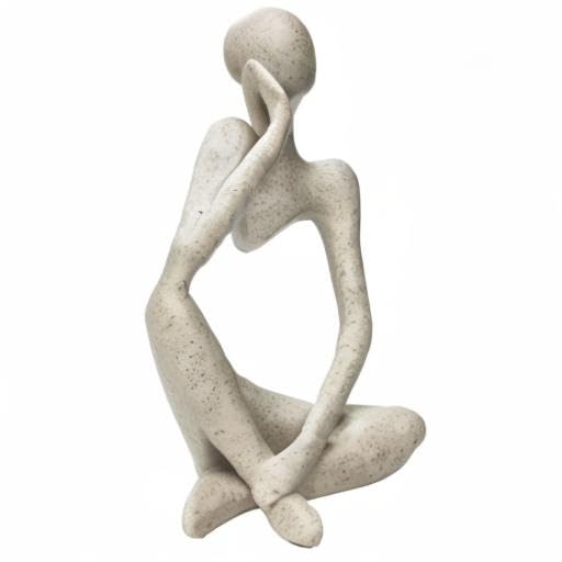 prosfalt Sandstone Resin Thinker Style Abstract Sculpture Statue Collectible Figurines Home Office Bookshelf Desktop Decor(Sandstone - Left Reverie) - color: Sandstone - Left Reverie