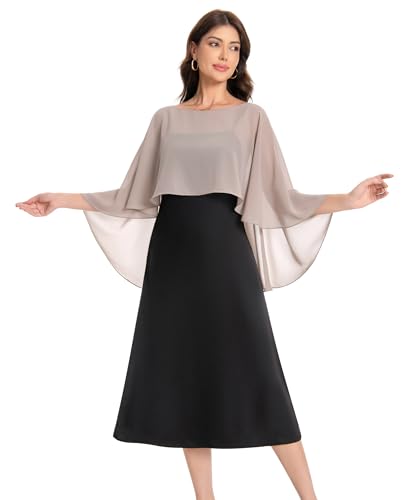 Baoqiya Women's Capelet Shawls and Wraps for Evening Dresses Soft Bridesmaid Shawl Chiffon Cape Wedding Cover Up - color: Khaki)