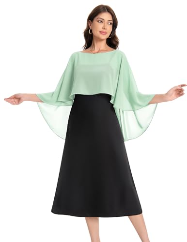 Baoqiya Women's Capelet Shawls and Wraps for Evening Dresses Soft Bridesmaid Shawl Chiffon Cape Wedding Cover Up - color: Mint