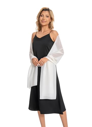 Chiffon Shawls and Wraps for Evening Dresses Women Elegant Soft Scarf Bridal Scarve Wedding Stole - color: Cream, size: Plus Size