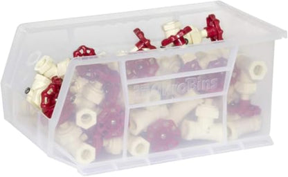Akro-Mils 30240 AkroBins Plastic Storage Bins, Space-Saving Stackable Bins for Garage, Pantry, Craft Organization, 15 x 8 x 7 inches, Clear, 12-Pack