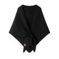 Women's Pashmina Shawls Wraps Soft Knitted Poncho Cardigan Cape Cashmere Feel Shoulder Top Sweater Triangle Scarf - color: Black