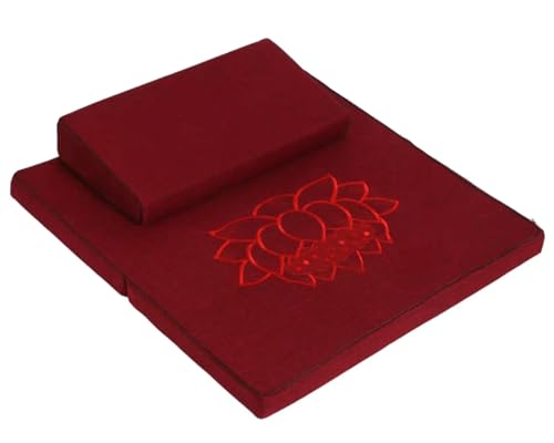 Handcrafted Meditation Mat,Portable Foldable Floor Cushion Outdoor Coconut Fibre Linen Yoga Cushion(Size:60x60cm(24x24inch),Color:dark red-1) - color: dark red-1, size: 60x60cm(24x24inch)