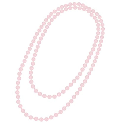 Beaded Necklace Hand Knotted for Woman - color: Rose Quartz 1