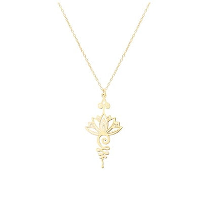 Lotus Unalome Necklace - 925 Sterling Silver Lotus Flower Unalome Necklace - Yoga Jewelry - Chakra Necklace - Spiritual Symbol Charm - size: 24 Inches