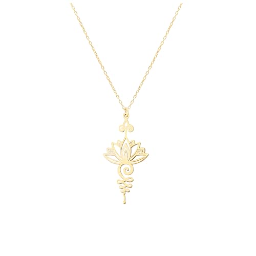 Lotus Unalome Necklace - 925 Sterling Silver Lotus Flower Unalome Necklace - Yoga Jewelry - Chakra Necklace - Spiritual Symbol Charm - size: 16 Inches