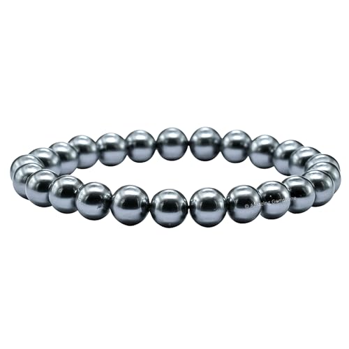 Amazing Gemstone Crystal Bracelet for Women Men's Gifts - Protection Healing Crystal Bracelet - 8mm Gemstone Beaded Stretchable Bracelet Pulseras Para Hombres Mujer Stocking Stuffers Mothers Day Gift (Black Pearl) - color: Black Pearl