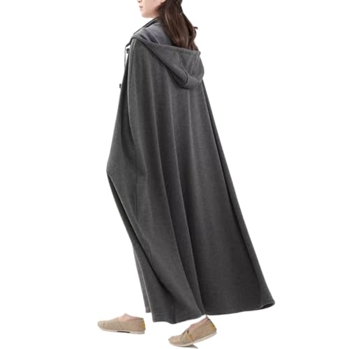 Meditation Buddhist Hooded Cloak Zen Robe Men Women Soft Warm Fleece Hooded Cape for Yoga Lounge Wear Holiday - color: Gray, size: Medium
